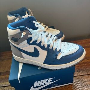 Nike Air Jordan High Blue and White Men's Shoes